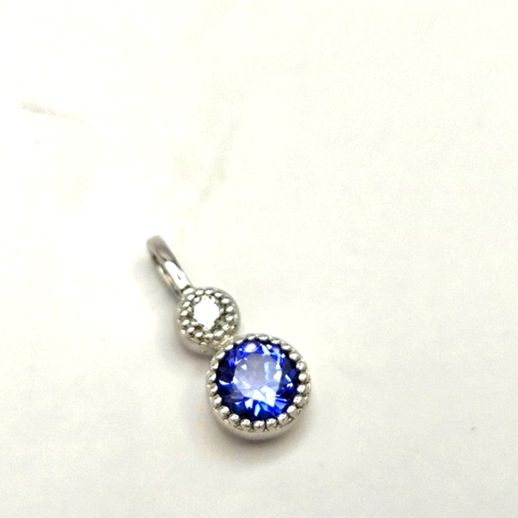 Sterling silver Tanzanite & Diamond 925 bezel set Pendant Charm - Picture 3 of 10